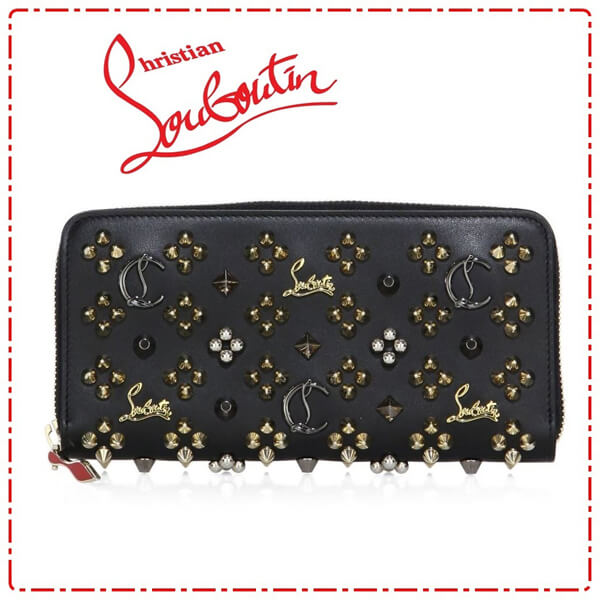 2017新作予約販売 ルブタンスーパーコピー 財布 Christian Louboutin Panettone ゴールドロゴxクリスタル